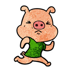 cartoon angry pig wearing tee shirt
