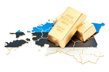 Golden reserves of Estonia concept, 3D rendering