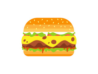 Hamburger isolated on white background. Fast Food. Burger vector illustration 