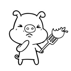 cartoon angry pig