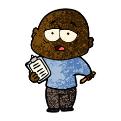 cartoon tired bald man