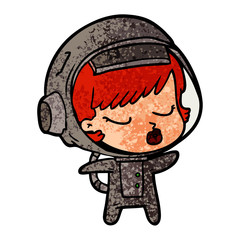 cartoon pretty astronaut girl