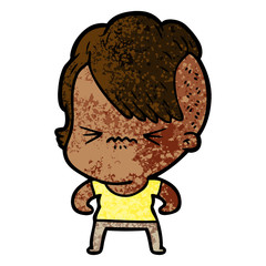 cartoon annoyed hipster girl