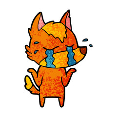 Obraz na płótnie Canvas sad little fox cartoon character