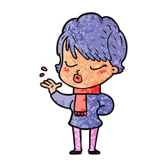 cartoon woman with eyes shut