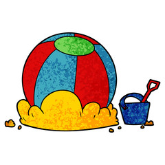 cartoon beach ball and bucket
