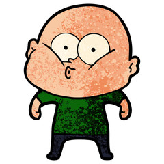 cartoon bald man staring