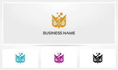 Naklejka premium Digital Pixel Owl Logo
