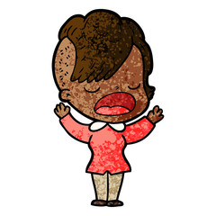 cartoon cool hipster girl talking