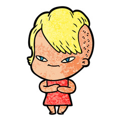cute cartoon girl with hipster haircut