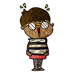 cartoon boy with amazing books
