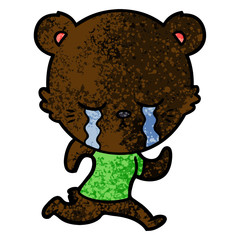 Obraz premium crying cartoon bear running 