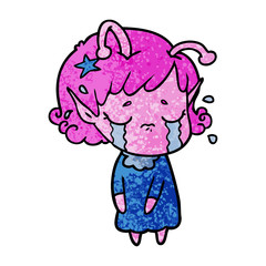 cartoon crying alien girl