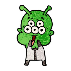 happy cartoon alien gasping in surprise