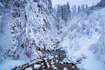 Fluß - Winter - Eis - Schnee - Allgäu - Winterwonderland - malerisch