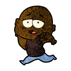 cartoon tired bald man