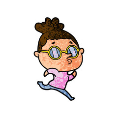 cartoon woman wearing glasses