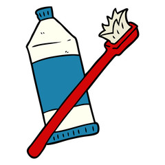 cartoon toothpaste and toothbrush