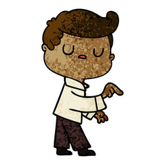 cartoon aloof man pointing finger