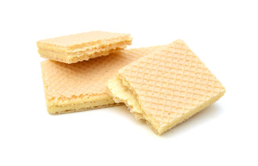Vanilla wafers on white background.