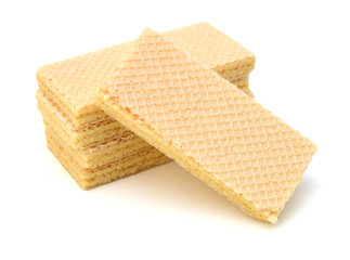 Vanilla wafers on white background.