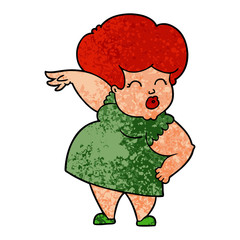cartoon woman making hand gesture