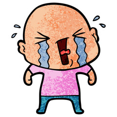 Obraz premium cartoon crying bald man