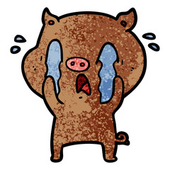 crying pig cartoon