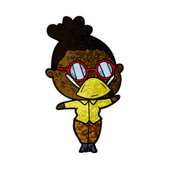 cartoon woman wearing spectacles
