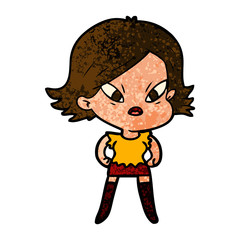 cartoon stressed woman