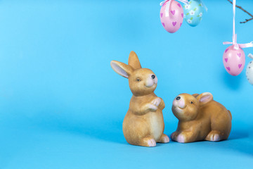 Easter Bunny with colored eggs