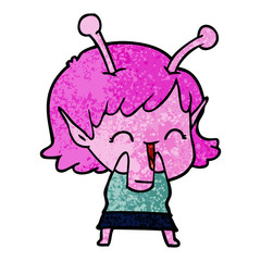 cartoon alien girl laughing