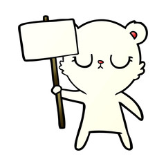 polar bear with protest sign cartoon