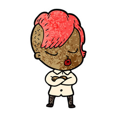 cartoon pretty hipster girl