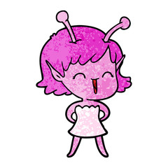 cartoon alien girl laughing