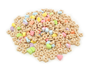 Fototapeta na wymiar Healthy cereal rings on white