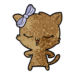 cartoon cat with bow on head