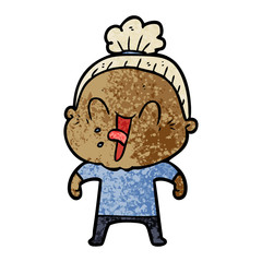 cartoon happy old woman