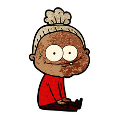 cartoon happy old woman