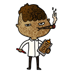 cartoon salesman smoking