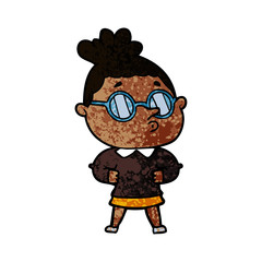 cartoon woman wearing glasses