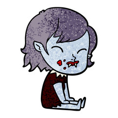 cartoon vampire girl with blood on cheek
