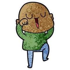 happy cartoon bald man