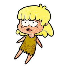cartoon tired woman