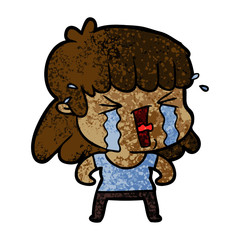 cartoon woman in tears