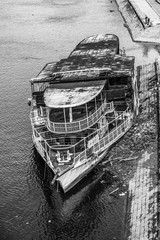 Naklejka premium Belgrade, Serbia October 16, 2014: Abandoned ships in Belgrade
