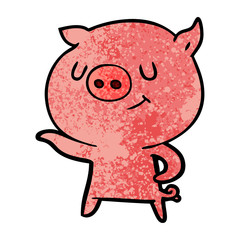 happy cartoon pig