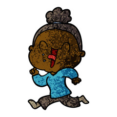 cartoon happy old woman