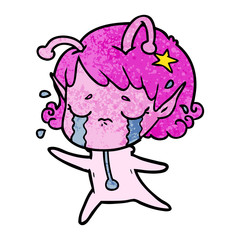 cartoon crying alien girl