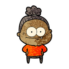 cartoon happy old woman